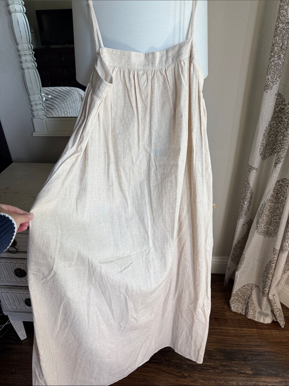 Light Cream Maxi Linen-Style Sundress Skirt - Picture 4 of 10